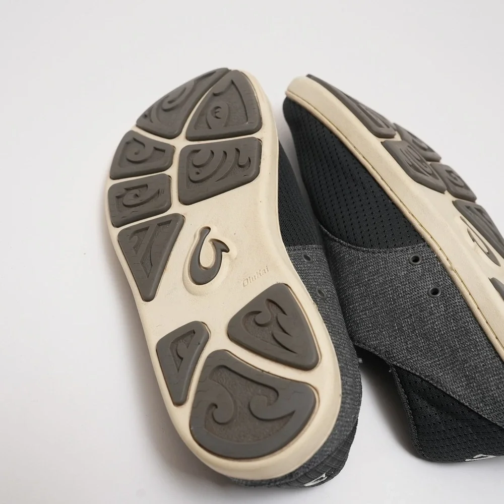 Olukai Men's Black/Grey Casual Lace-Up Shoe